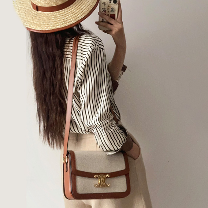 celine triomphe medium canvas leather crossbody bag